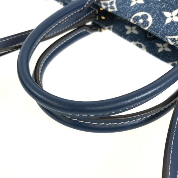 Louis Vuitton On the go MM Monogram Denim jacquard blue Tote Bag - Picture 10 of 16